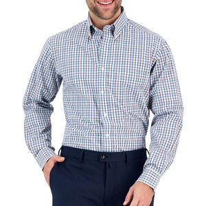 Club Room Mens Regular Fit Performance Plaid Stretch Dress Shirt Size 16.5 32/33